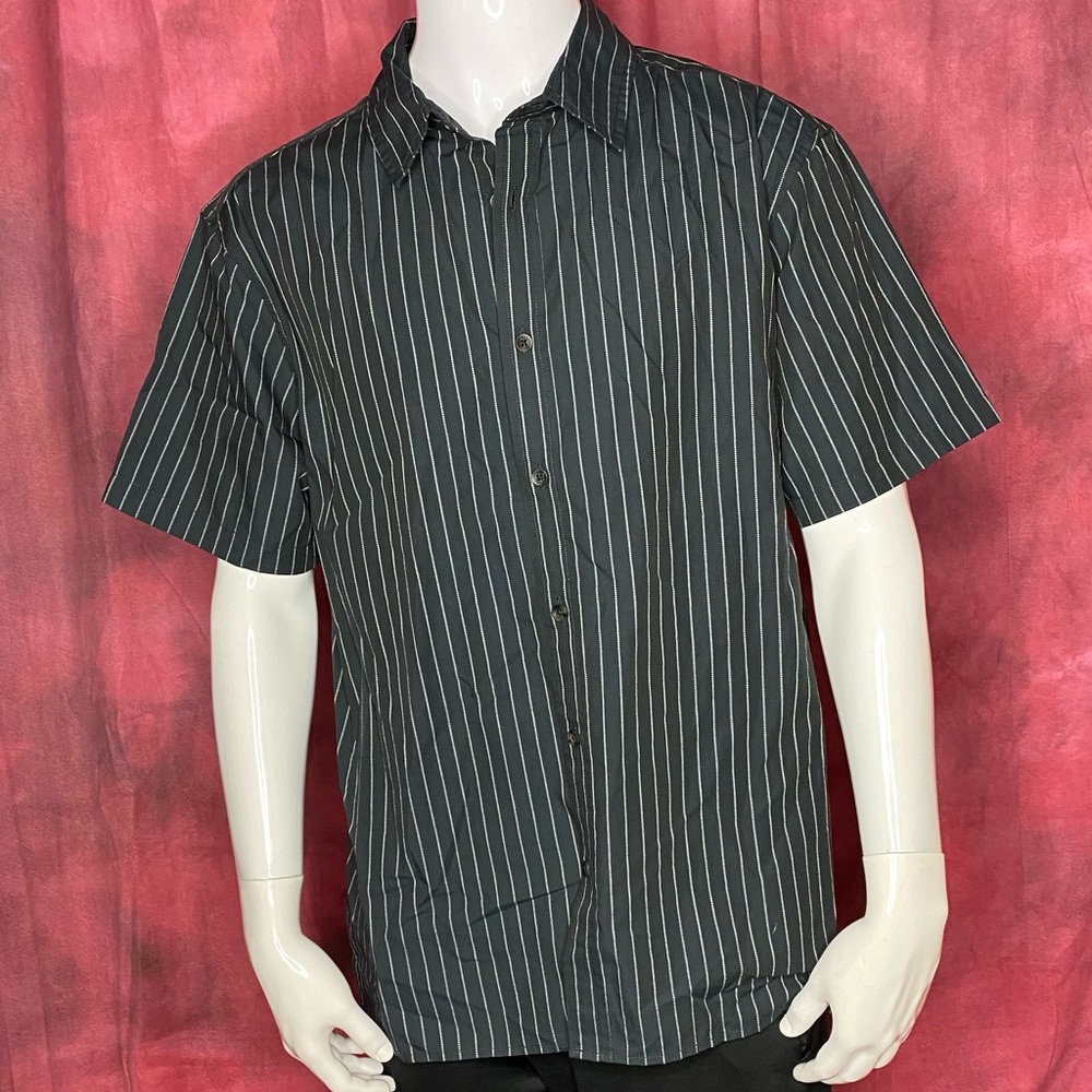 Goodfellow & Co S/S black & gray striped button down.